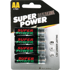 Super Power AA Alkaline Batteries 4 Pack